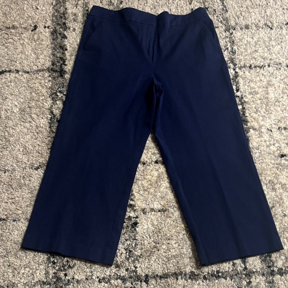 LOFT Navy Wide-Leg Cropped Pants